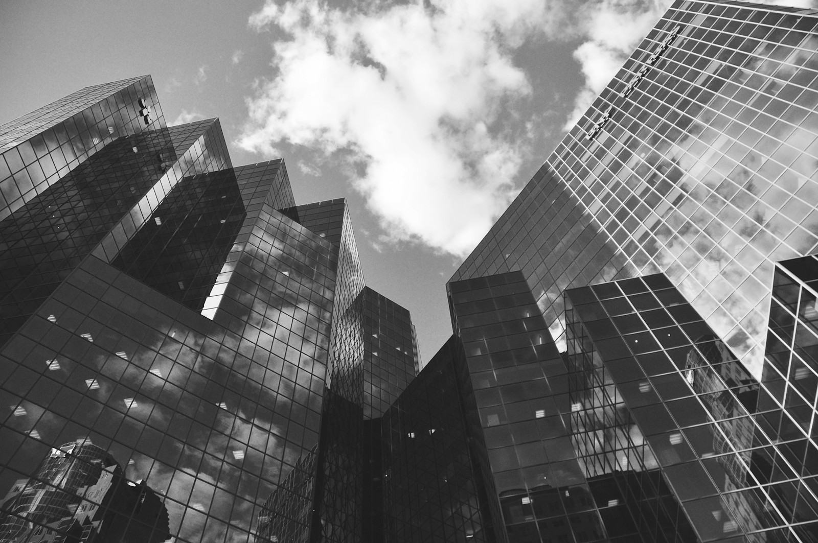 City towers from street level